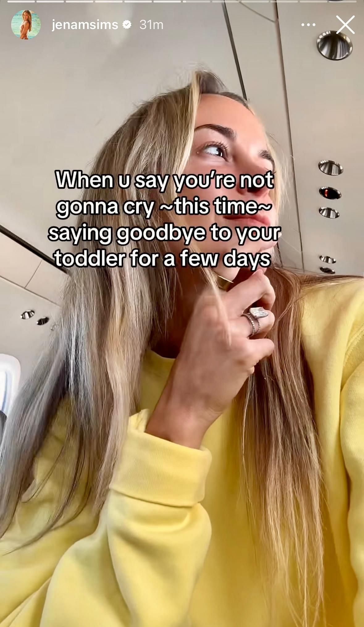 Jena Sims's Instagram story - Source: Instagram@jenasims